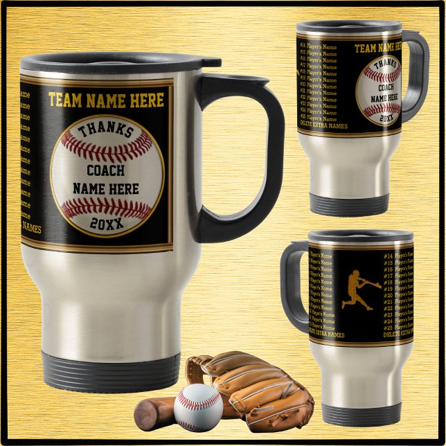 All Player's Names on Baseball Coach Gift, Mug (Best end of the baseball season gifts to coaches. Baseball coach gift ideas. Baseball coach gifts.)