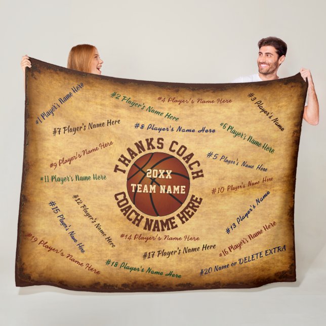 ALL Player's Names Vintage Look Basketball Blanket (In Situ)
