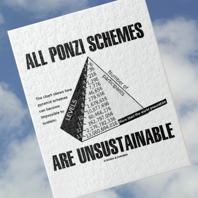 All Ponzi Schemes Are Unsustainable (Econ Humour) Jigsaw Puzzle (Let your wry econ side shine with this jigsaw puzzle featuring the saying about Ponzi schemes)