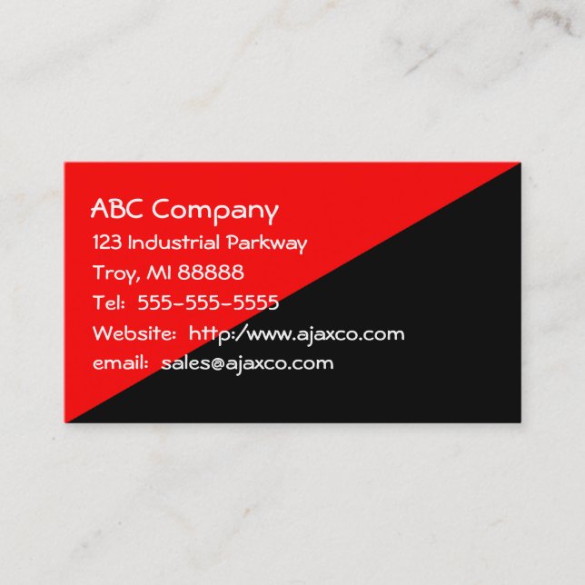 All Purpose Business Card Red Over Black (Front)