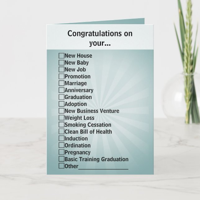 All-Purpose Checkbox Congratulations Card (Front)