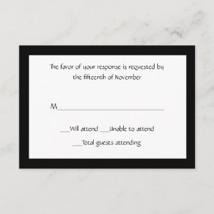 All Purpose Elegant Black and White Response Card