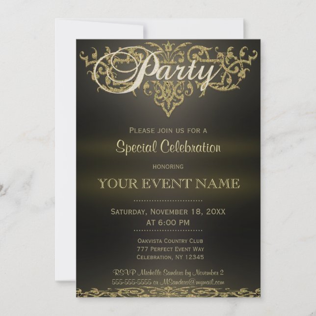 All Purpose | Gold Ornamental Invitation (Front)