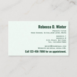 All-Purpose Simple Classic Mint Green Professional Business Card