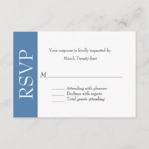 All Purpose Steel Blue & White RSVP Card