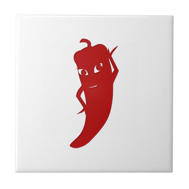 All Red Hot Pepper Diva Ceramic Tile (Front)