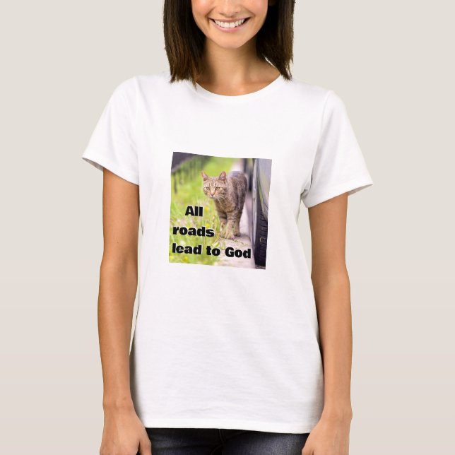 All Roads - cat (light) T-Shirt (Front)