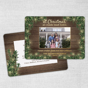 All Roads Lead Home New Address 1 Photo Christmas Foil Holiday Card