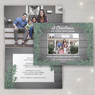 All Roads Lead Home New Address Xmas Photo Folded Holiday Card