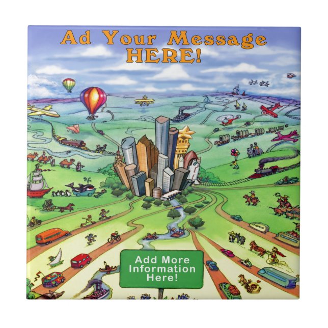 All Roads lead to Houston Texas Ceramic Tile (Front)