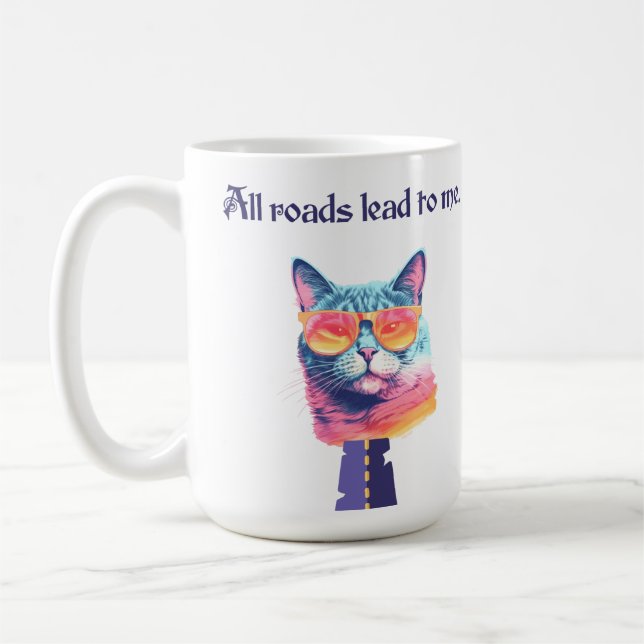 All Roads Lead to Me Funny Cat  Coffee Mug (Left)