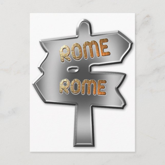 ALL ROADS LEAD TO ROME POSTCARD (Front)