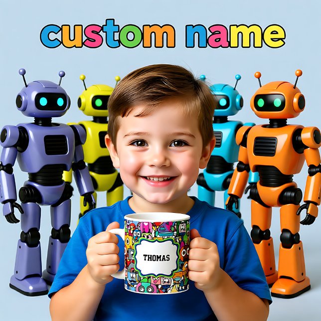 All robots with your name coffee mug (All robots with your name coffee mug)