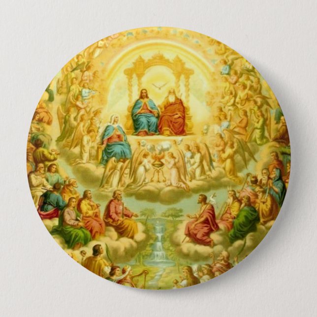 ALL SAINTS DAY FEAST FAVORS 10 CM ROUND BADGE (Front)
