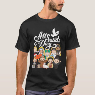 All Saints Day Kids Catholic St Francis Therese Jo T-Shirt