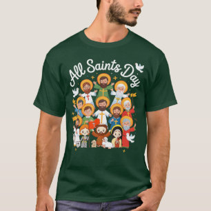 All Saints Day Kids Catholic St Francis Therese Jo T-Shirt