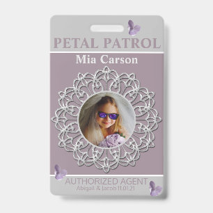 All Season Lilac Petal Patrol Flower Girl Badge ID Badge