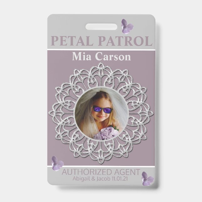 All Season Lilac Petal Patrol Flower Girl Badge ID Badge (Front)