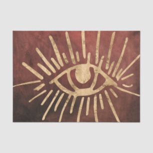 All seeing eye bright gold crimson distressed tissue paper
