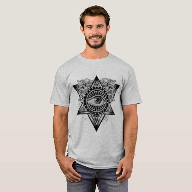 All-Seeing Eye illuminated Simple Modern Cool  T-Shirt (Front Full)