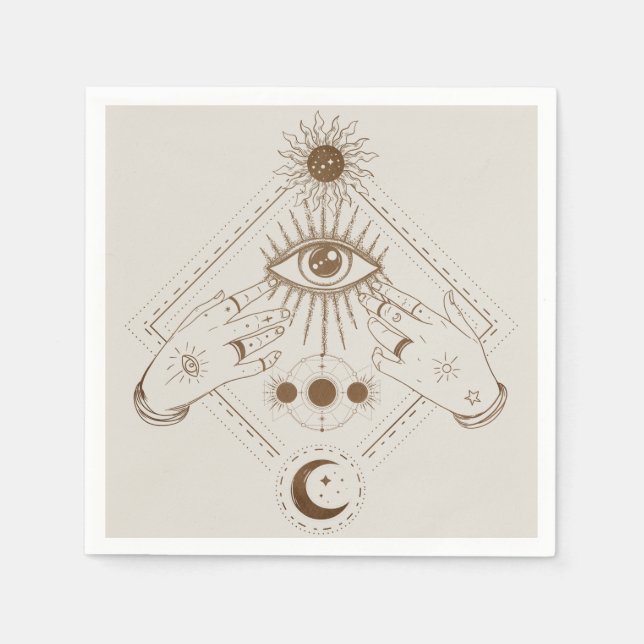 All-seeing eye mystic tarot bbq seance cocktail  napkin (Front)