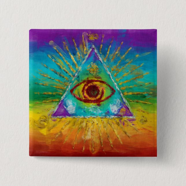 All Seeing Eye Of God - abstract sketchy 15 Cm Square Badge (Front)