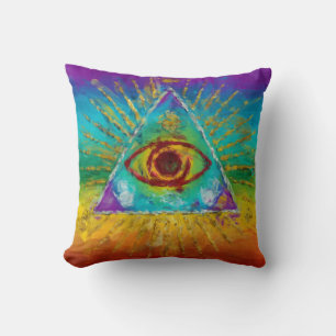All Seeing Eye Of God - abstract sketchy Art Cushion
