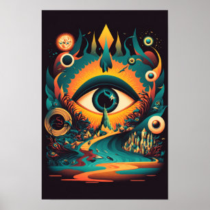 All Seeing Eye Psychedelic Poster Mystic 1