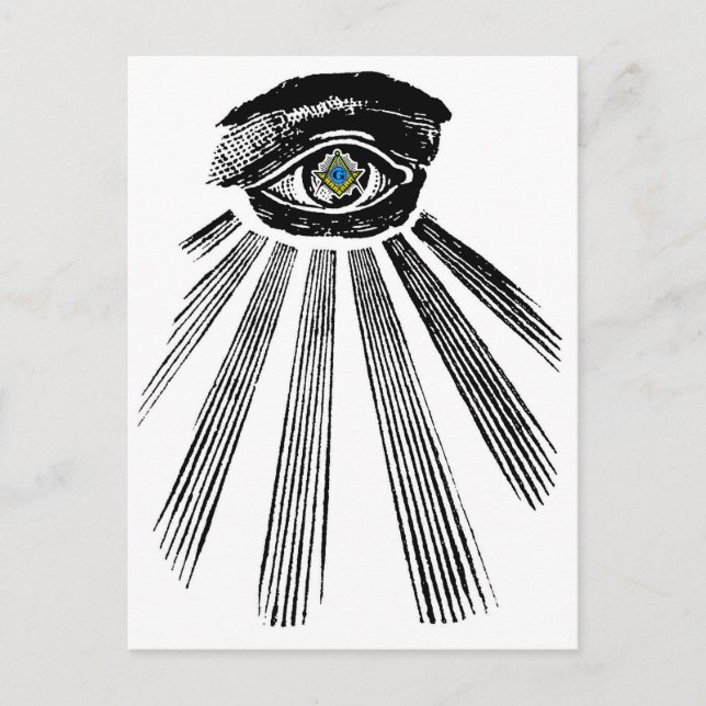 All Seeing Eye Square and Compass Masonic Postcard (Front)