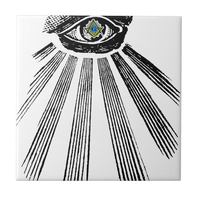 All Seeing Eye Square and Compass Masonic Tile (Front)