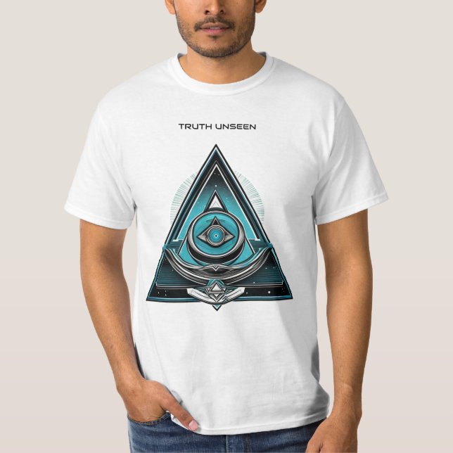 All-Seeing Eye Triangle - Mystical Geometric Art T-Shirt (Front)