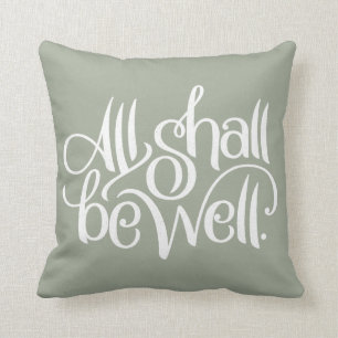 All Shall Be Well Grey Cotton Pillow
