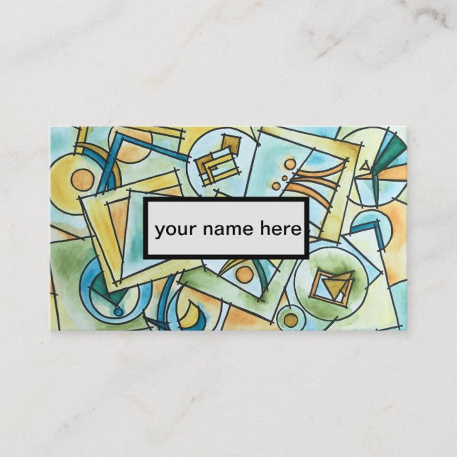 All Shapes And Sizes-Modern Bauhaus Geometric Art Business Card (Front)