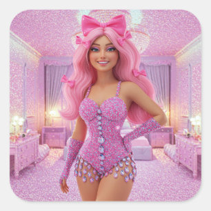 All Smiles Crystal Corset Queen Square Sticker