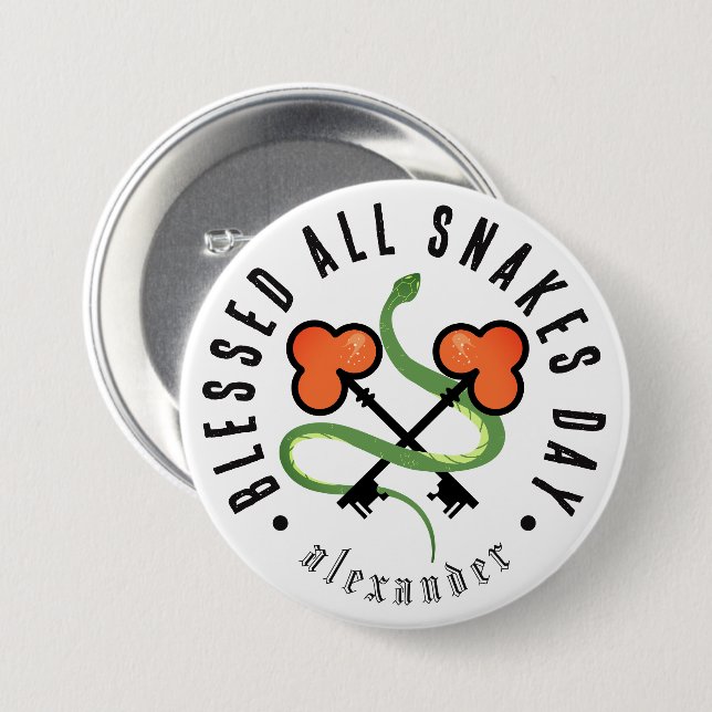 All Snakes Day Pagan Serpent & Clover Keys Patch 7.5 Cm Round Badge (Front & Back)