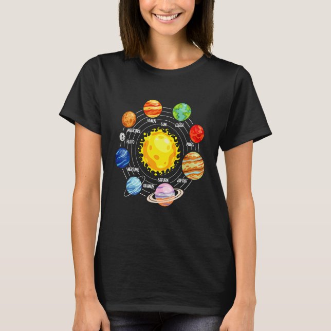 All Solar Systems Planets Astronaut Science Space T-Shirt (Front)
