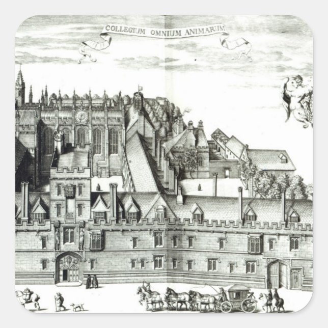 All Souls College, Oxford University, 1675 Square Sticker (Front)