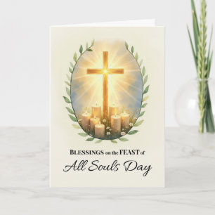 All Souls Day Feast Blessings with Cross Candles Card