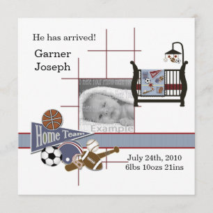 All Sports Baby Photo Annoucement Template