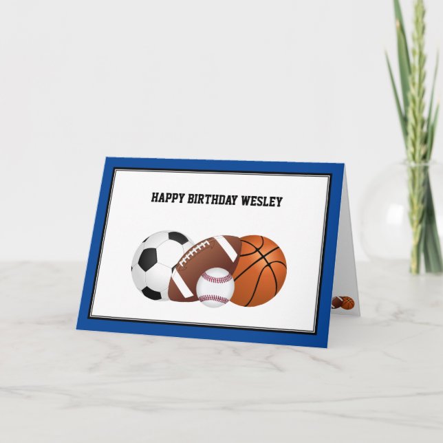 All Sports Birthday in Blue Card (Front)