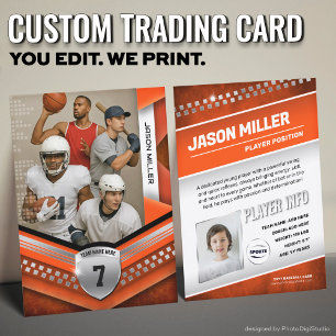 All Sports Custom Trading Card, Orange Elite Sport Calling Card