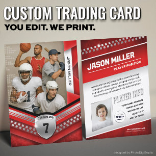 All Sports Custom Trading Card, Red Elite Sport Calling Card
