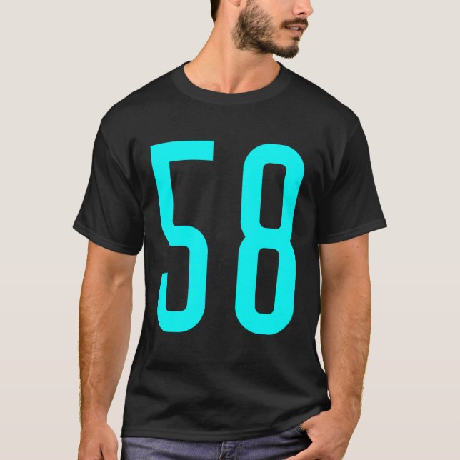 All Sports Fan Favourite Cyan Number 58 Jersey T-Shirt (Front)