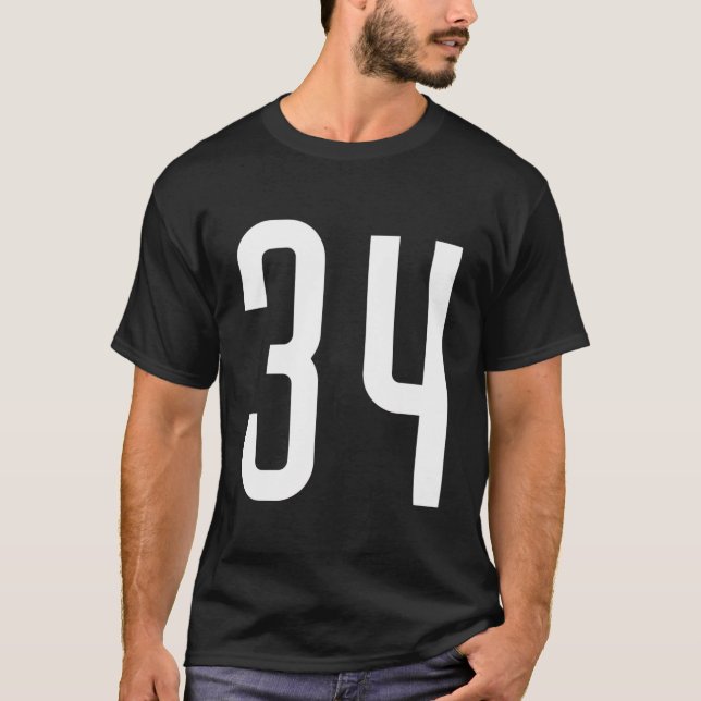 All Sports Fan Favourite White Number 34 Jersey T-Shirt (Front)