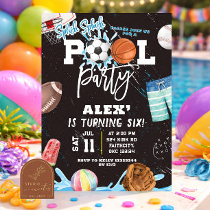 All Sports Pool Party Birthday Invitation