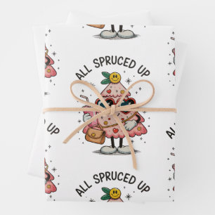 All Spruced Up Christmas Bougie Pink Tree Belt Bag Wrapping Paper Sheet