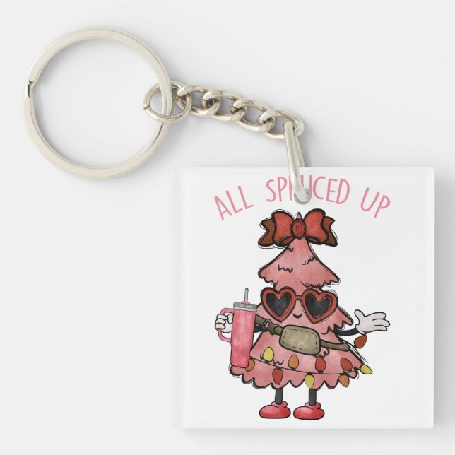 All Spruced Up - Funny Bougie Christmas Tree Key Ring (Front)