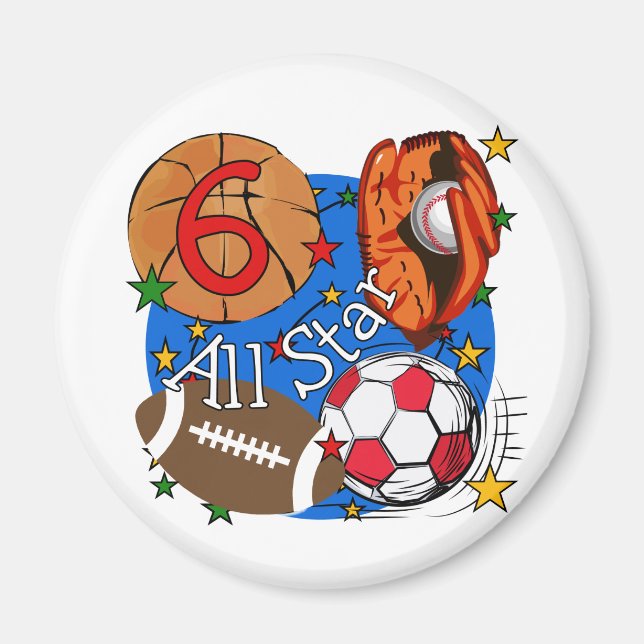 All Star 6th Birthday T-shirts and Gifts Magnet (Front)