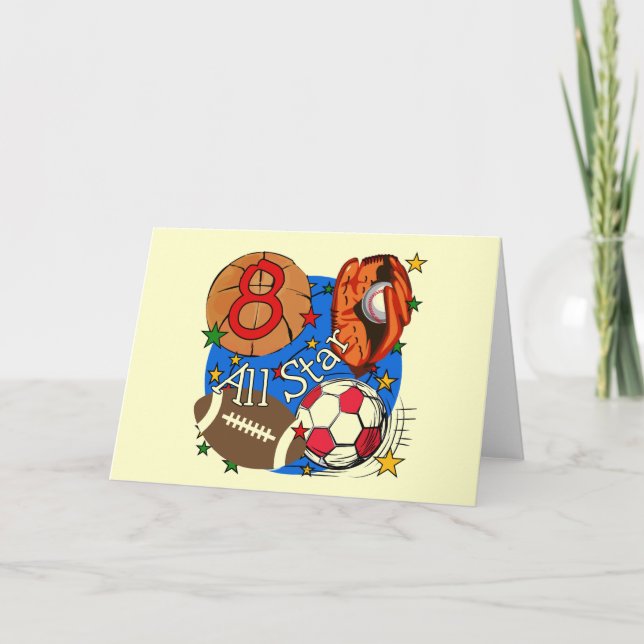 All Star 8th Birthday Tshirts and Gifts Card (Front)