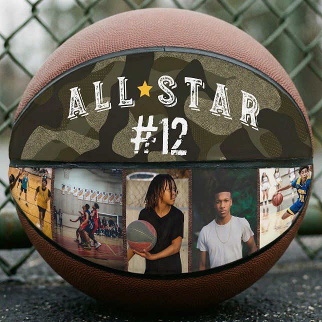 All-Star Army Camouflage Team Number Photo Collage Basketball (All-Star Army Camouflage Team Number Photo Collage Basketball)
